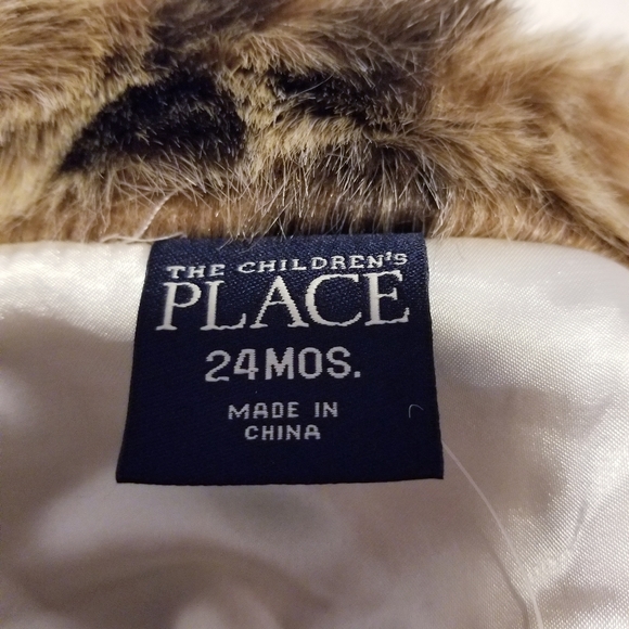 The Childrens Place Spotted Faux Fur Cropped Vest Girl Jacket Sz 24 M Brown. NWT - Picture 6 of 9
